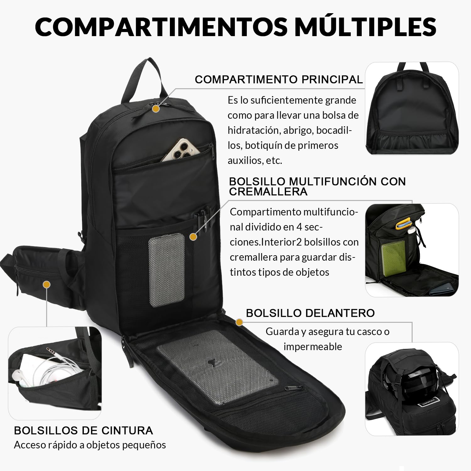 Mochila de Bicicleta 16L, Mochila Pequeña para Hombre y Mujer Múltiples para Bici Montaña Btt Ciclismo