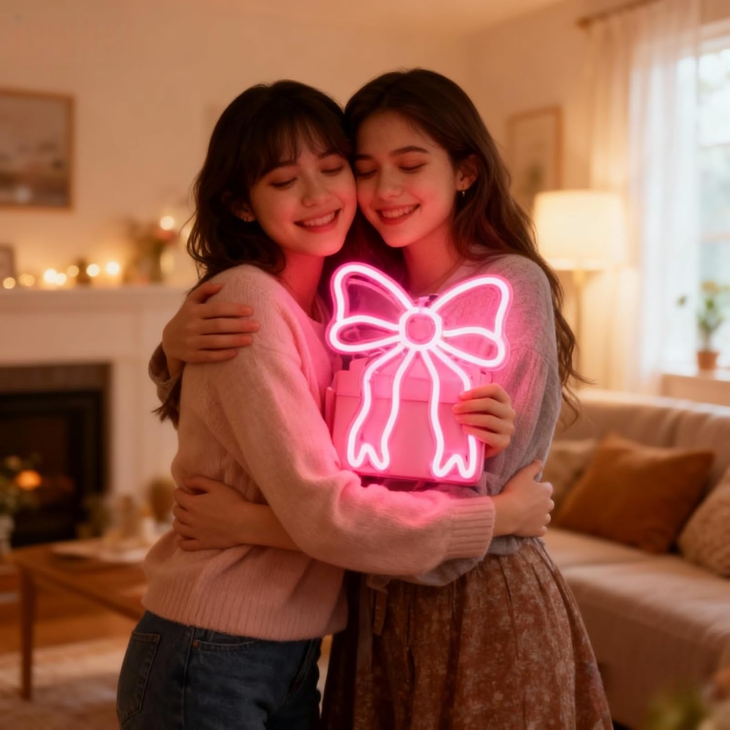 pink bow decor,coquette room decor,Gifts for girlfriend,birthday present,pink neon signpink neon sign,girls' dormitory,bedroom,Gifts for students, party,colleagues, and children - Image 3