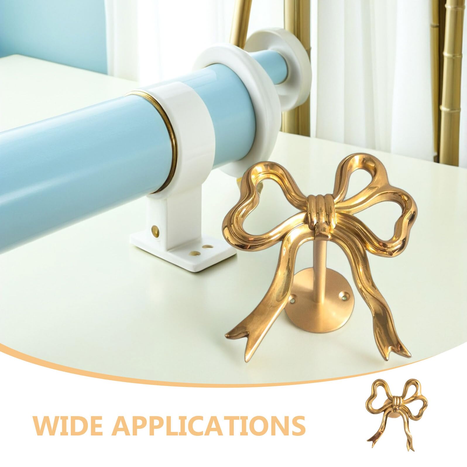 Wandmontierter Goldener Schleifen Gardinenhalter aus Messing 1 Stück