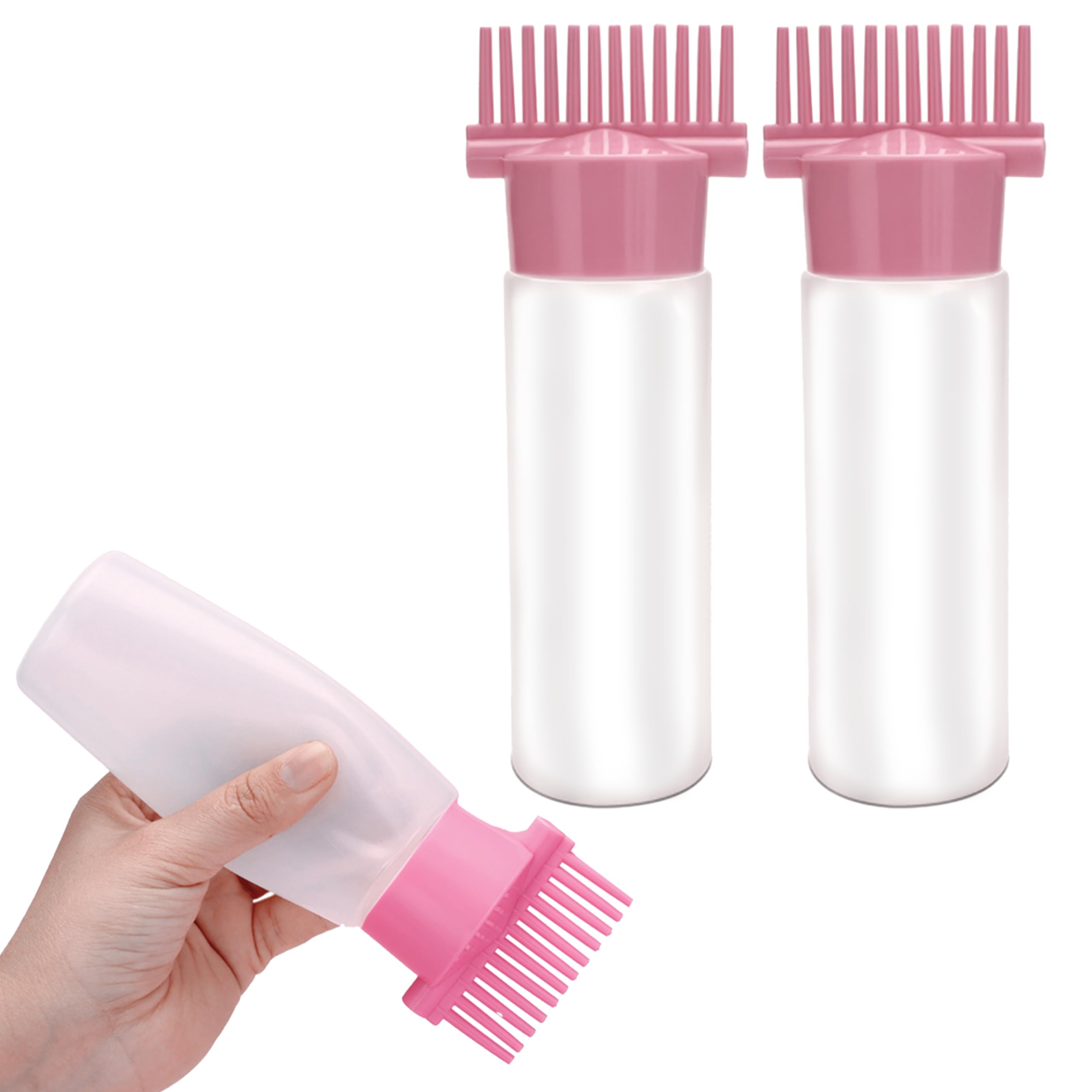 Hair Oil & Serum Applicator Comb Bottle for Scalp and Massager - Empty Dispenser Tool Applier for Head Oiling & Applying (2pcs) (Random Colour)-image-38