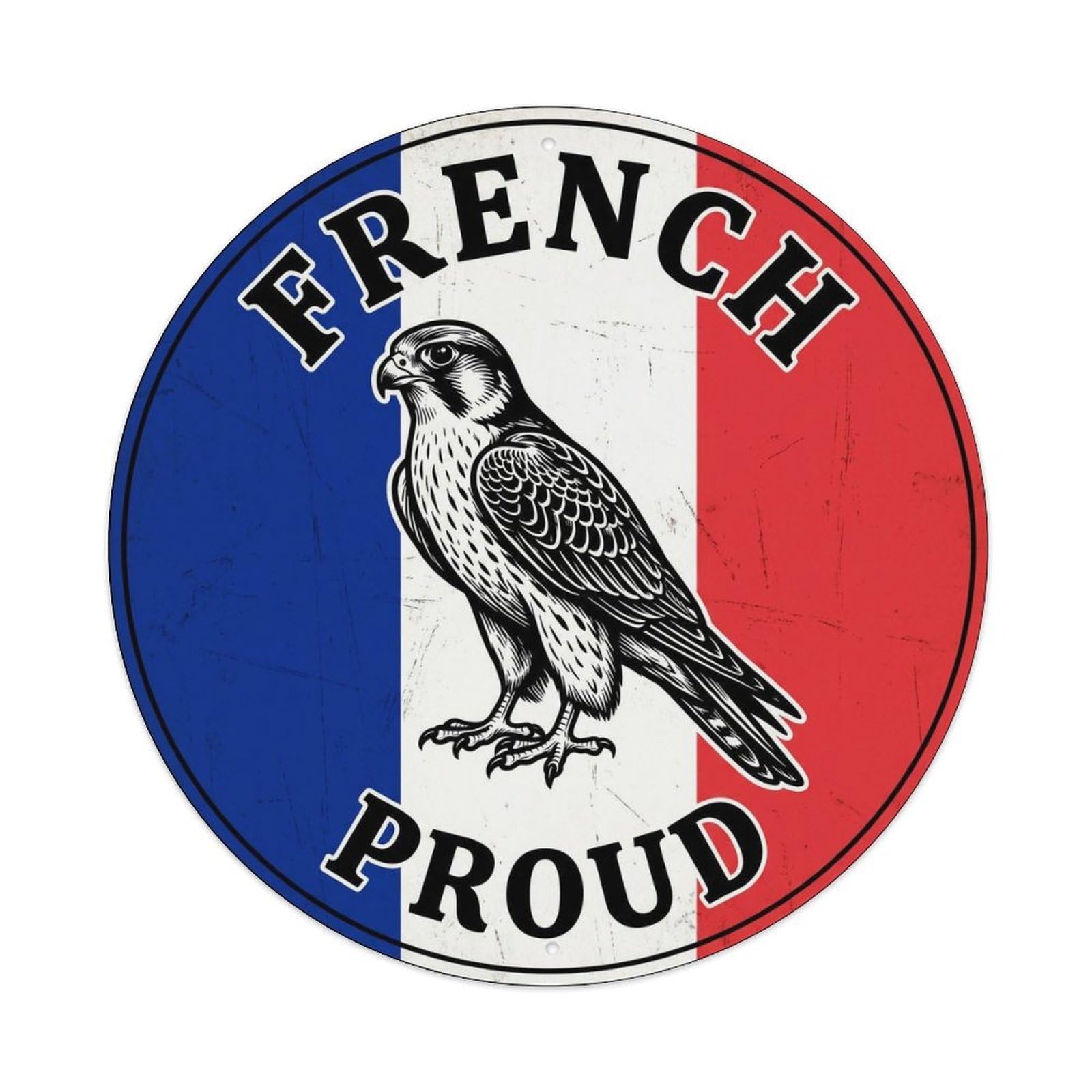 Olhnbad Style French Proud Falcon Bird Wildlife National Emblem Metal Tin Sign