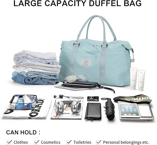 Vista 2 de Bolsa de lona de viaje, bolsa de gimnasio deportiva, bolsa de hombro para fin de semana para mujer