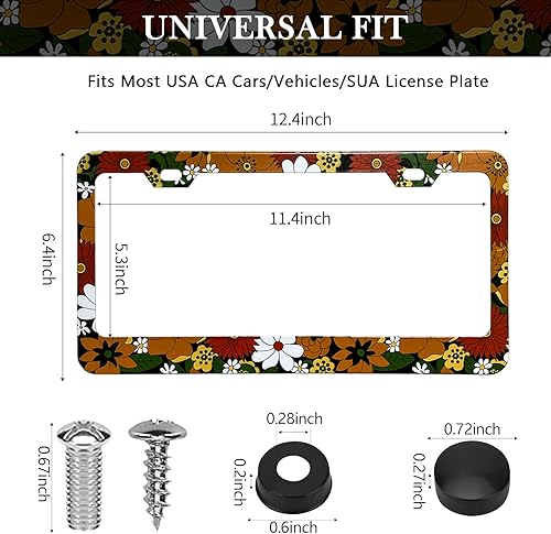 Miniatura 2 de LIN KANG Lindo marco de matrícula hippie Paquete de 2 marcos de matrícula para mujer, marcos de placa de automóvil hippie, soporte de marcos de
