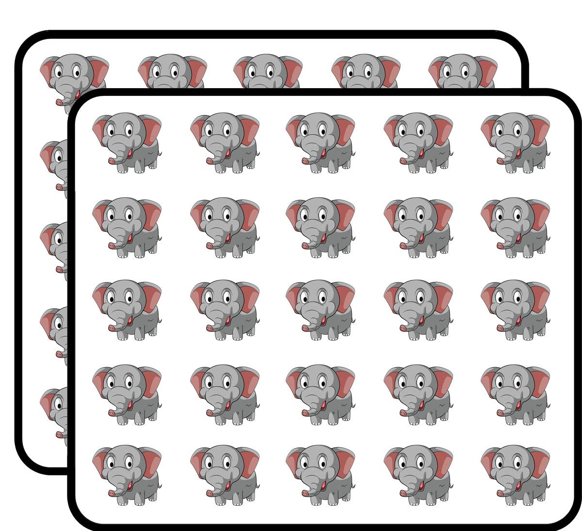 50 PCs Happy Gray Nursery Elephant Cartoon 1" Stickers Decals Laptop Notebook Phone Waterproof Vinyl Trendy