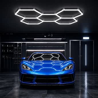 HYPERLITE Gen II Hexagon Garage Lights: 168W 16800LM 5 Grids Hexagon Led Light, 6500K Ultra Bright Honeycomb Hex Lights, Durable Design for Garage, Shop, Basement, Barber, Homegym