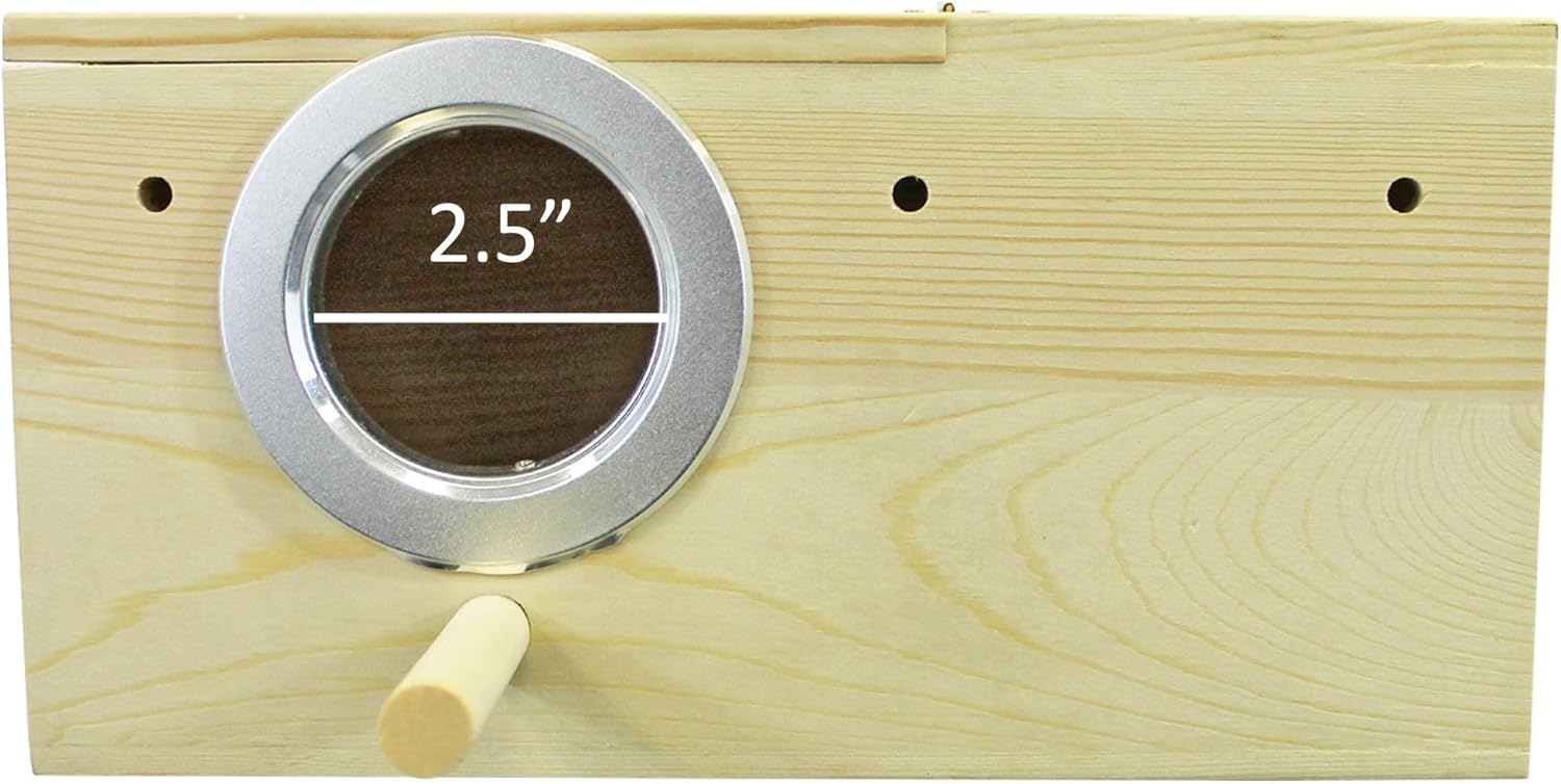 Sturdy Nest Box - Cage Attachment, Hinged Lid, Perching Ledge - for Sugar Glider, Squirrel, Rat, Finch, Parakeet, Lovebird, Parrotlet, Lovebird, Canary, Cockatiel, Other Birds & Small Pets (Large)