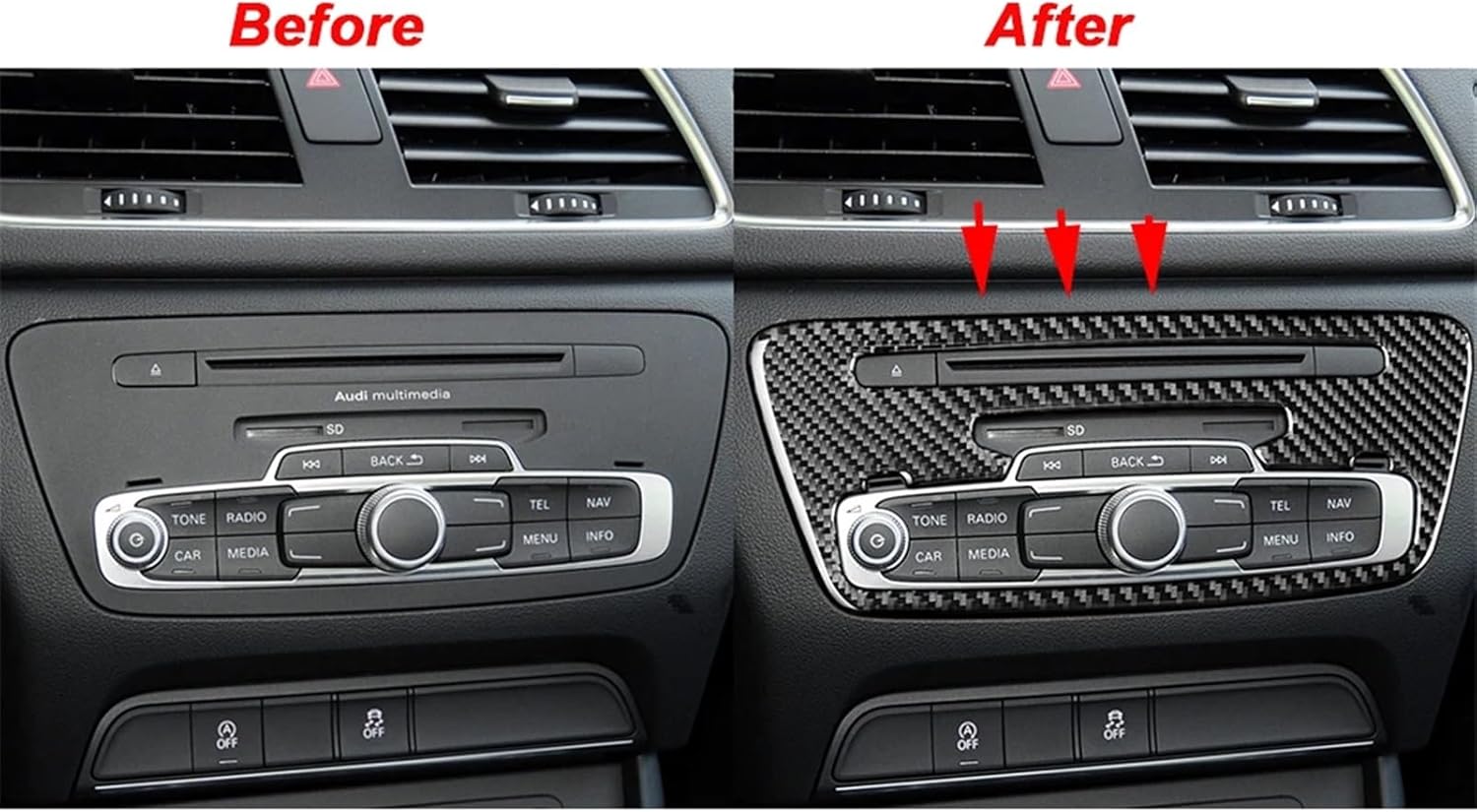 Auto Central Control CD Panel Decoration Cover Trim Sticker Decal for Audis Q3 2013 2014 2015 2016 2017 2018 Accessoire Voiture