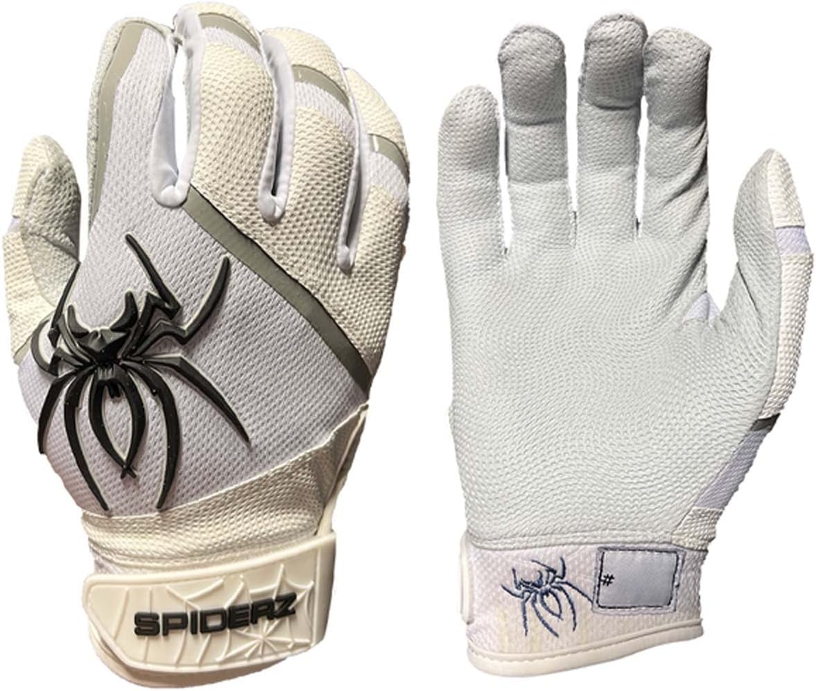 2023 Spiderz Pro Model Batting Gloves: Black/White