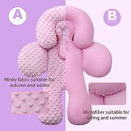 Pro Goleem Infant Car Seat Head Neck Body Support, Ultra-Soft Minky and Microfiber Newborn Car Seat Insert, Perfect for Car Seat, Stroller, 2-in-1 Reversible, Girls, Pink
