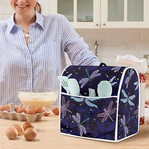 Miniatura 4 de Veniyate Cubierta para batidora de pie con estampado de libélula, funda para mezclador de cocina compatible con mezcladores de cocina de 5 a 8