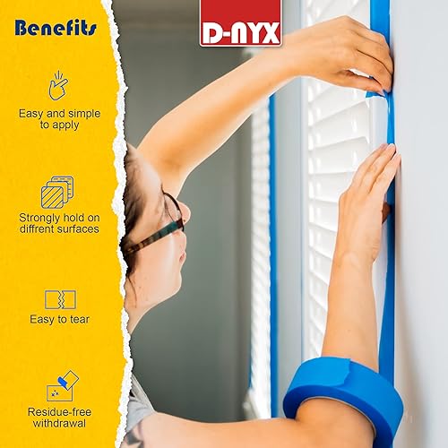 Miniatura 3 de D-NYX Paquete de 2 cintas para pintores profesionales de 3 pulgadas de ancho x 60 yardas, tecnología de línea de borde afilado, sin residuos, cinta