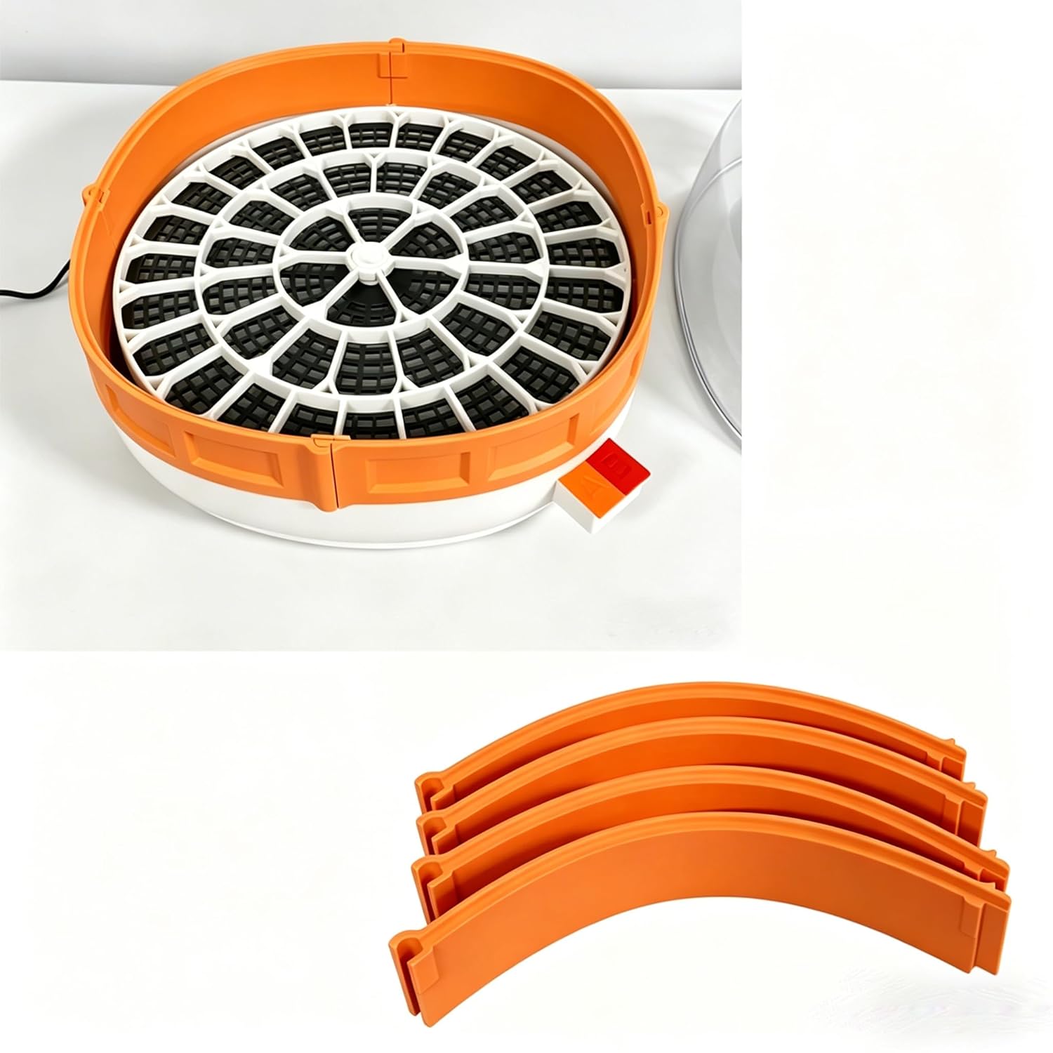 1.5" Lid Raiser for Nurture Right 360 Incubator – Height Extension Ring for Larger Eggs, Snap-Fit 4-Piece Lid Spacer for Improved Hatch Space (Orange)