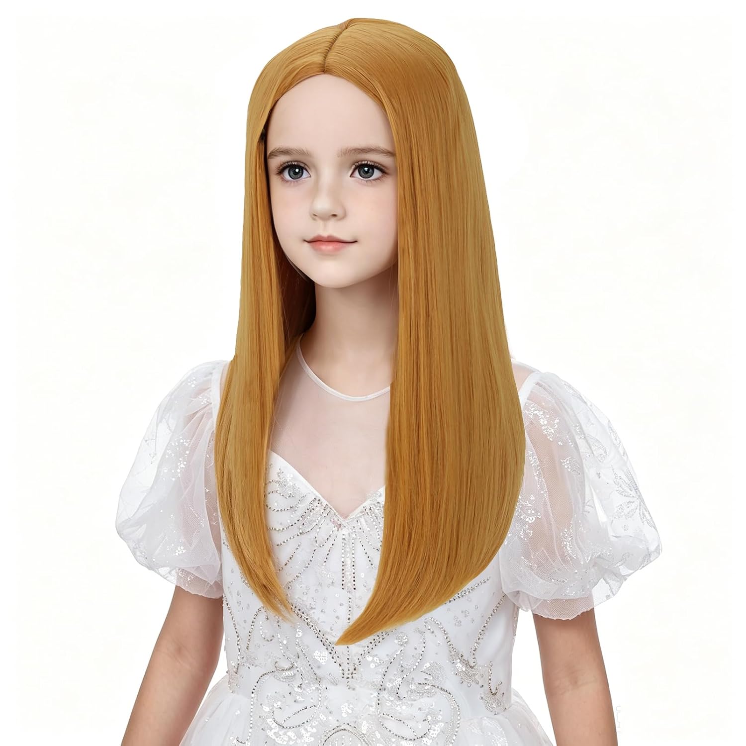 Long Blonde Wigs for Kids Girls Straight Blond Wig Middle Part Long Wig for Women Daily Party Halloween Wigs