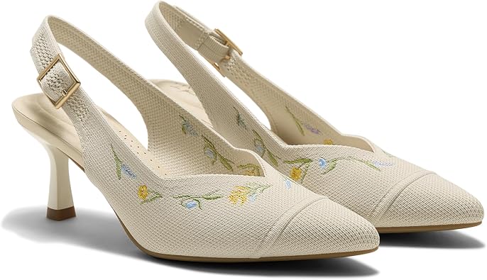 VIVAIA Addison Pointed-Toe Slingback Sandals For Women, Elegant Mid Heels With Arch Support