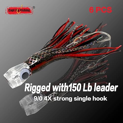 Miniatura 3 de Señuelo de trolling (9 pulgadas), paquete de 6 unidades  8 unidades de señuelo de pesca de pesca de trolling offshore Big Game para Marlin Tuna Mahi