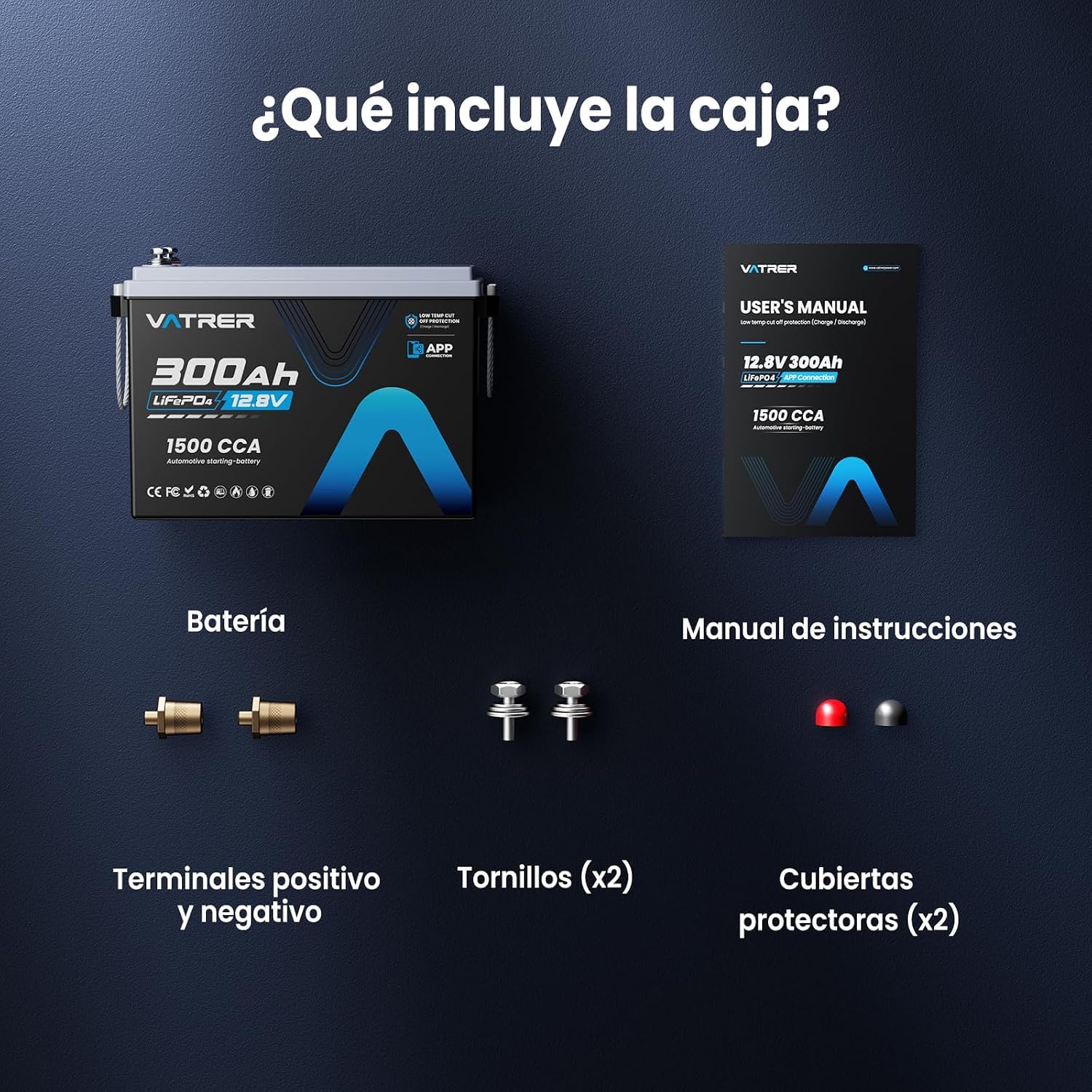 VATRER POWER Batterie LiFePO4 12 V 300 Ah avec application Bluetooth
