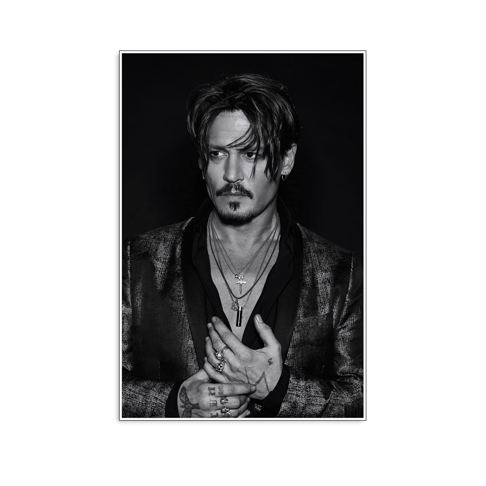 SOCKLOCKPA Johnny Depp Posters black and white Canvas Painting Wall Art 12x18inch Unframed for Bedroom Living Room Decor merchandise gifts, Unframe-12X18inch