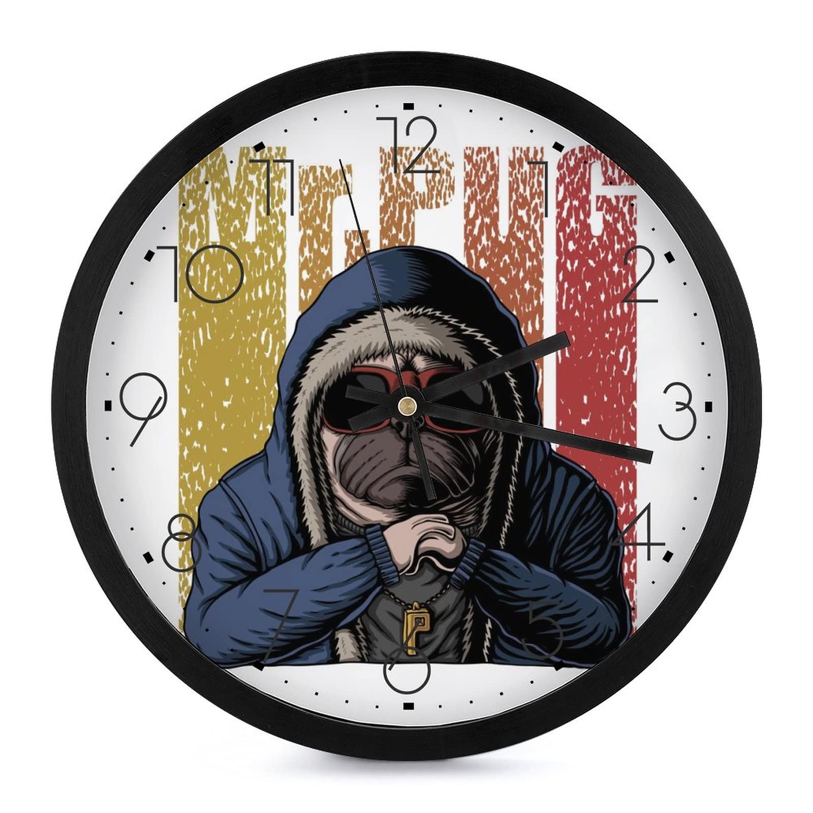 Horloge murale grands chiffres lisibles Mr. Pug anti fatigue visuelle
