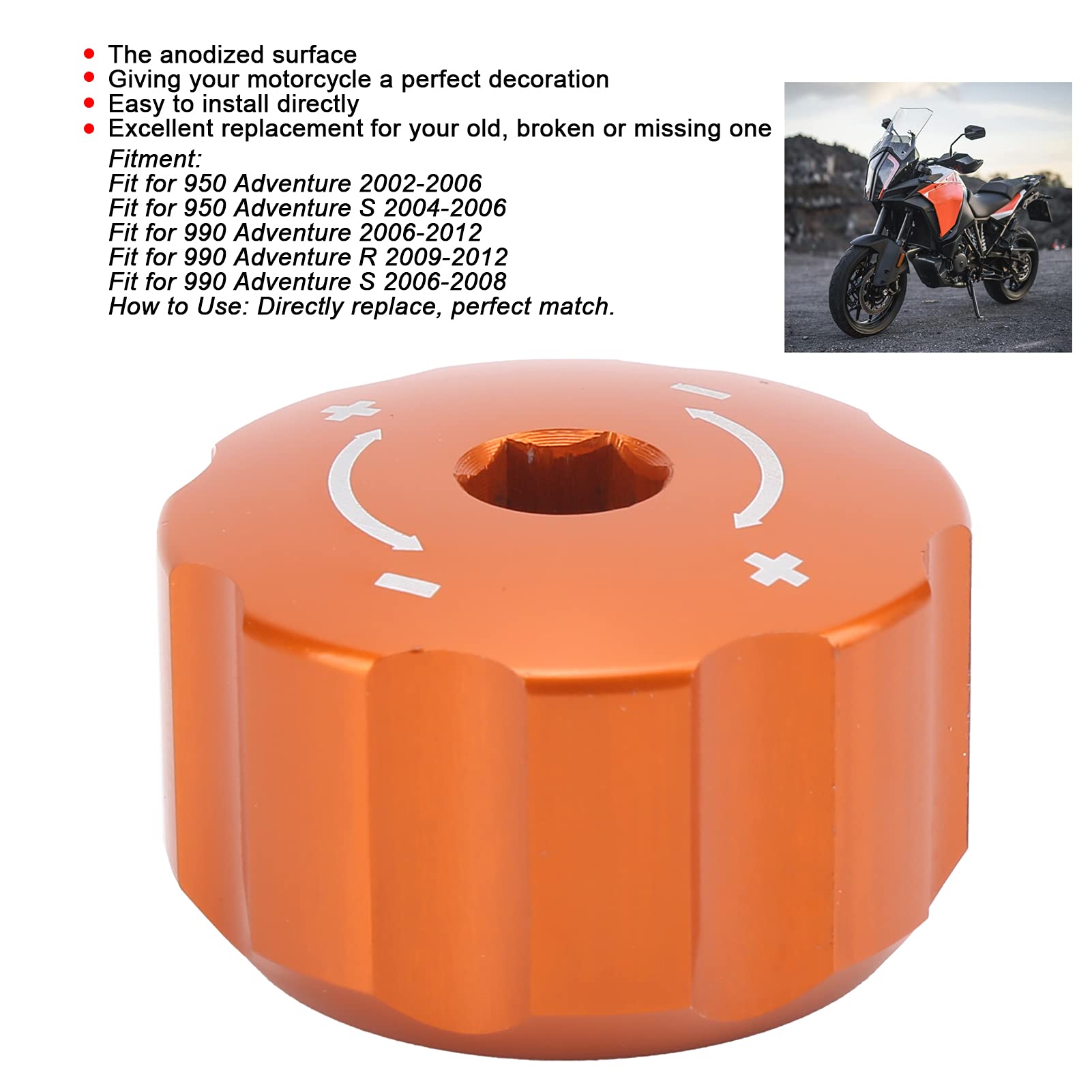 Pomello Rotazione Bullone Regolazione Ammortizzatore Posteriore Compatibile con 950/990 Adventure(arancia)
