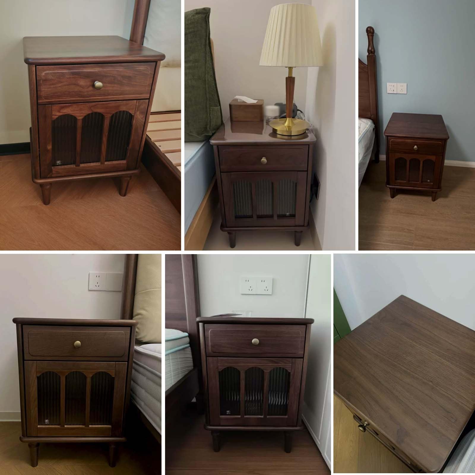 Comodino Vintage, Tavolino da Letto in Legno con Cassetti e Armadietti | Comodini Laterali Alti 58cm per Camera da Letto, Soggiorno, Studio