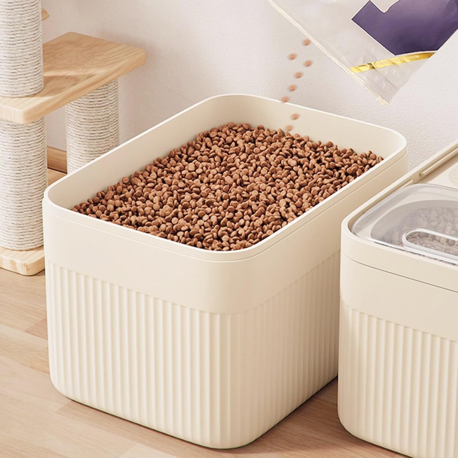Genérico Contenedor de Comida para Mascotas, contenedor de Almacenamiento de Comida para Mascotas, Capacidad máxima de 15 kg, Adecuado para Perros, Gatos y Otras Mascotas, con Taza medidora