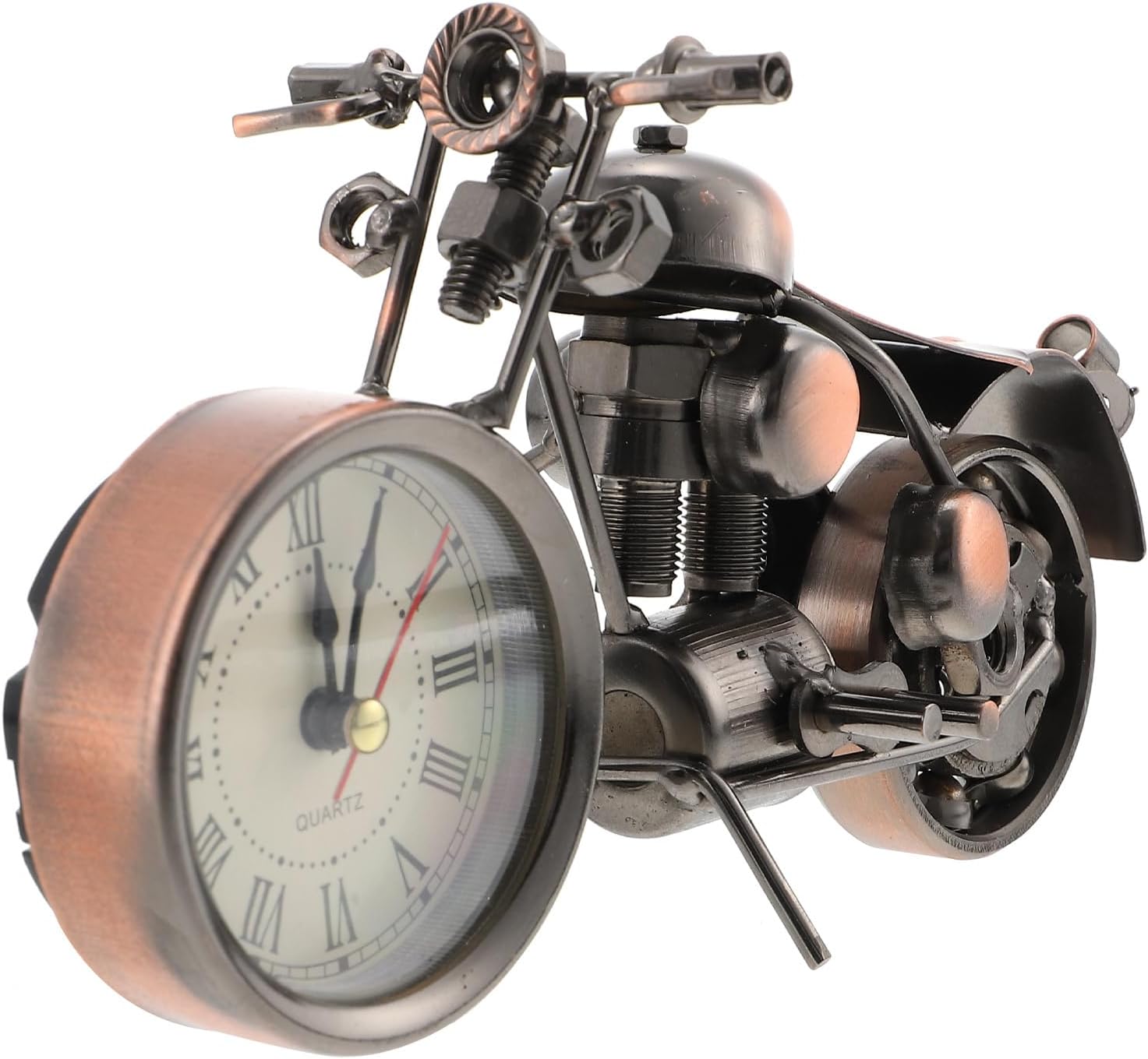 DECHOUS Wrought Iron Motorcycle Ornaments - Vintage Desk Clock Decor for Home Kitchen and Office - Ideal Gift for Motorcycle Lovers