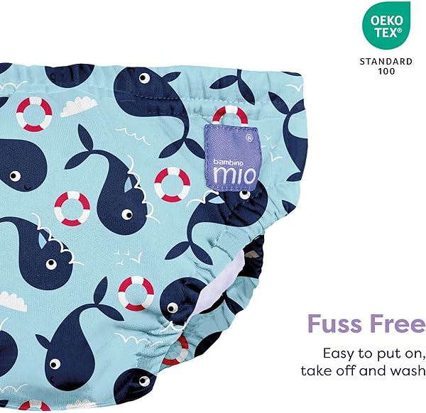 Bambino Mio Baby and Toddler Reusable Swim Nappy Pant, 2-3 Years, Whale Wharf, Boys and Girls - 4