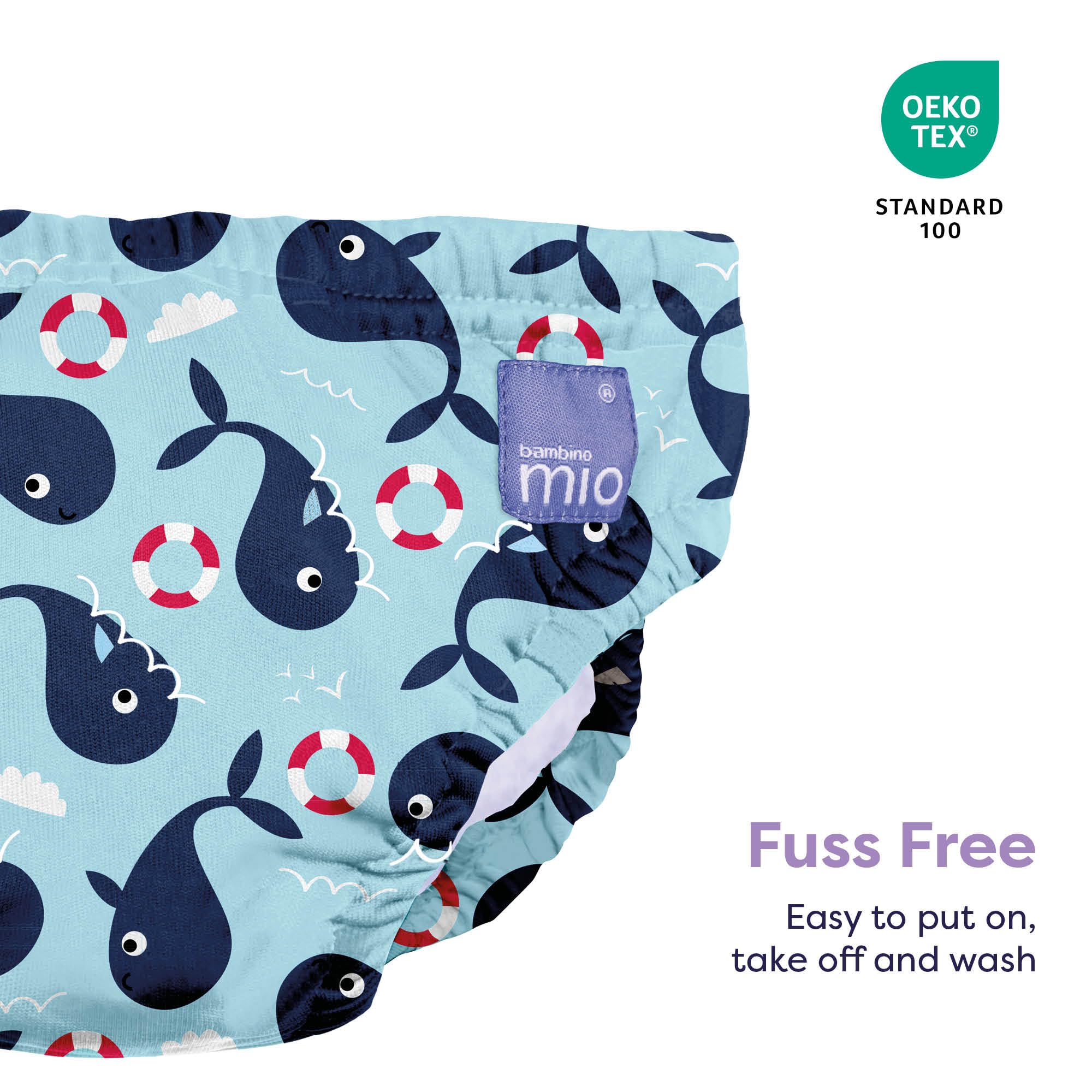 Bambino Mio Baby and Toddler Reusable Swim Nappy Pant, 2-3 Years, Whale Wharf, Boys and Girls - 5