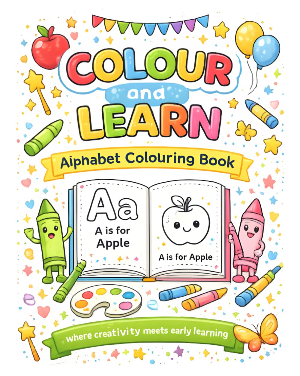 Colour and Learn: Alphabet Fun: Colouring Book for Kids Ages 2 - 5 - A - Z Letter Learning, Preschool Phonics and Early Years Education