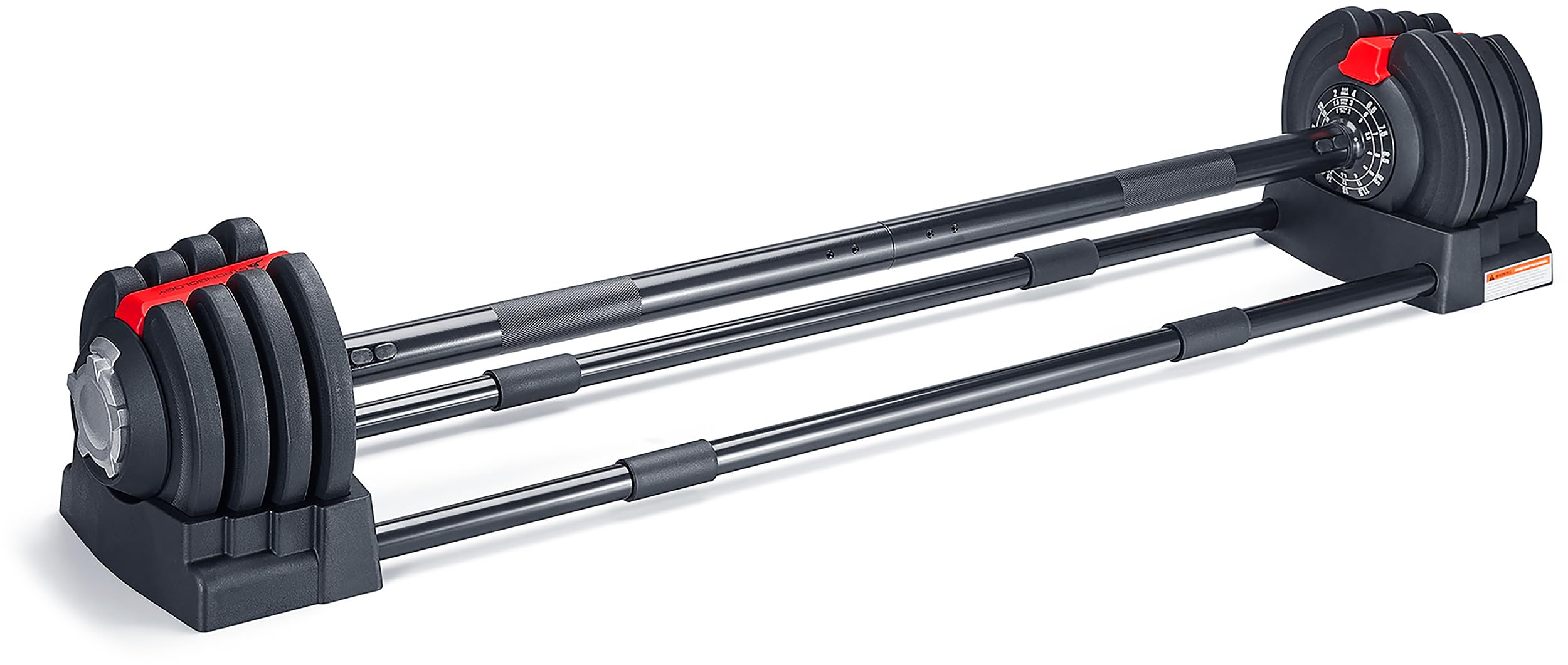 ELEMENT19 Home Fitness Black and Red Adjustable Smart Barbell from 2kg up to 19kg Training Weights