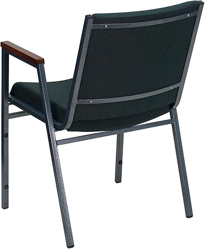 Miniatura 7 de Flash Furniture HERCULES Series - Silla apilable de tela verde resistente con brazos y soporte de pandeo