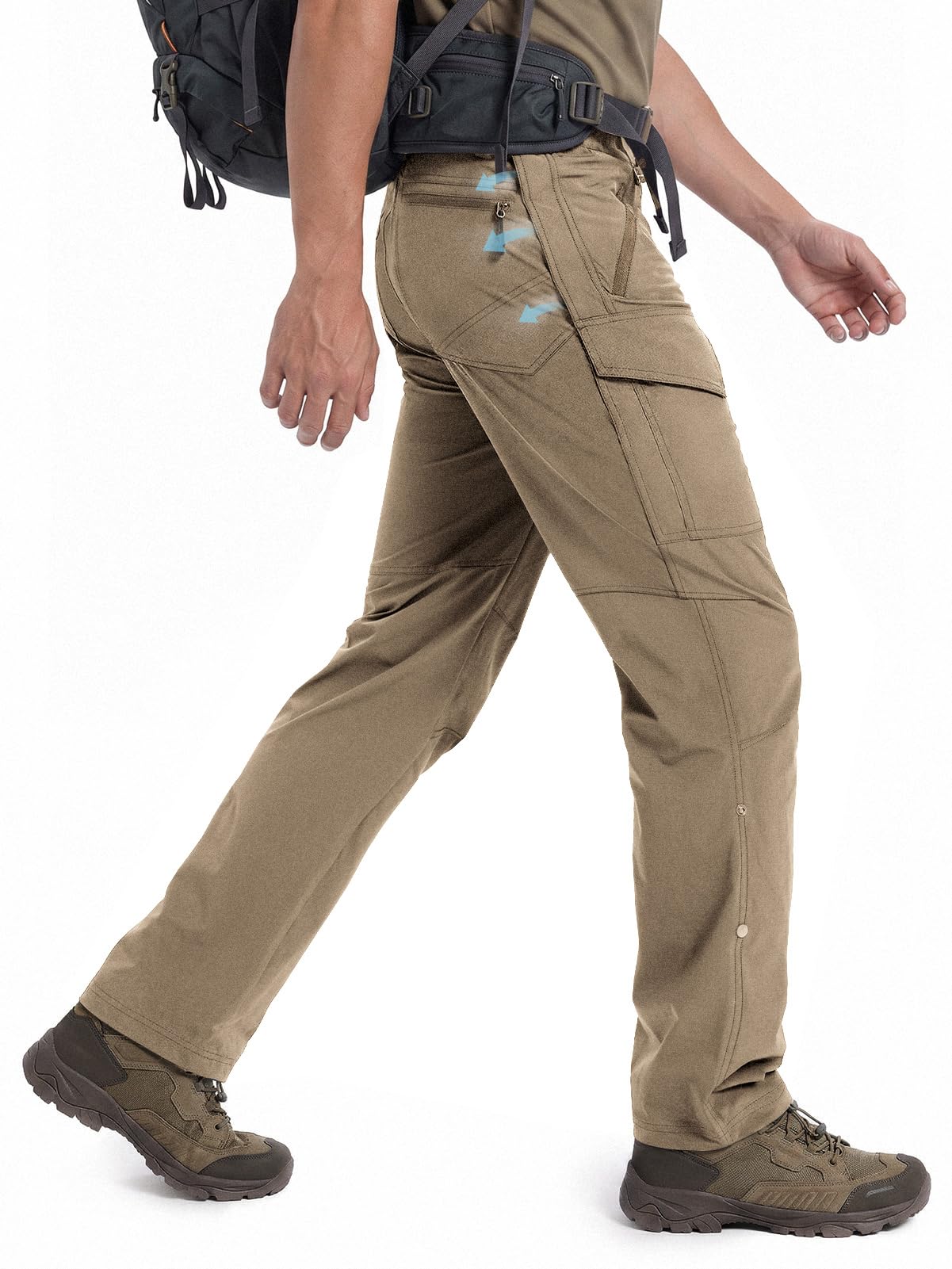 Moosehill Hiking Pants Men Breathable: Mesh Vents Lightweight Quick Dry Water Resistant Stretch 6 Pockets for Outdoor Hikers — view 10