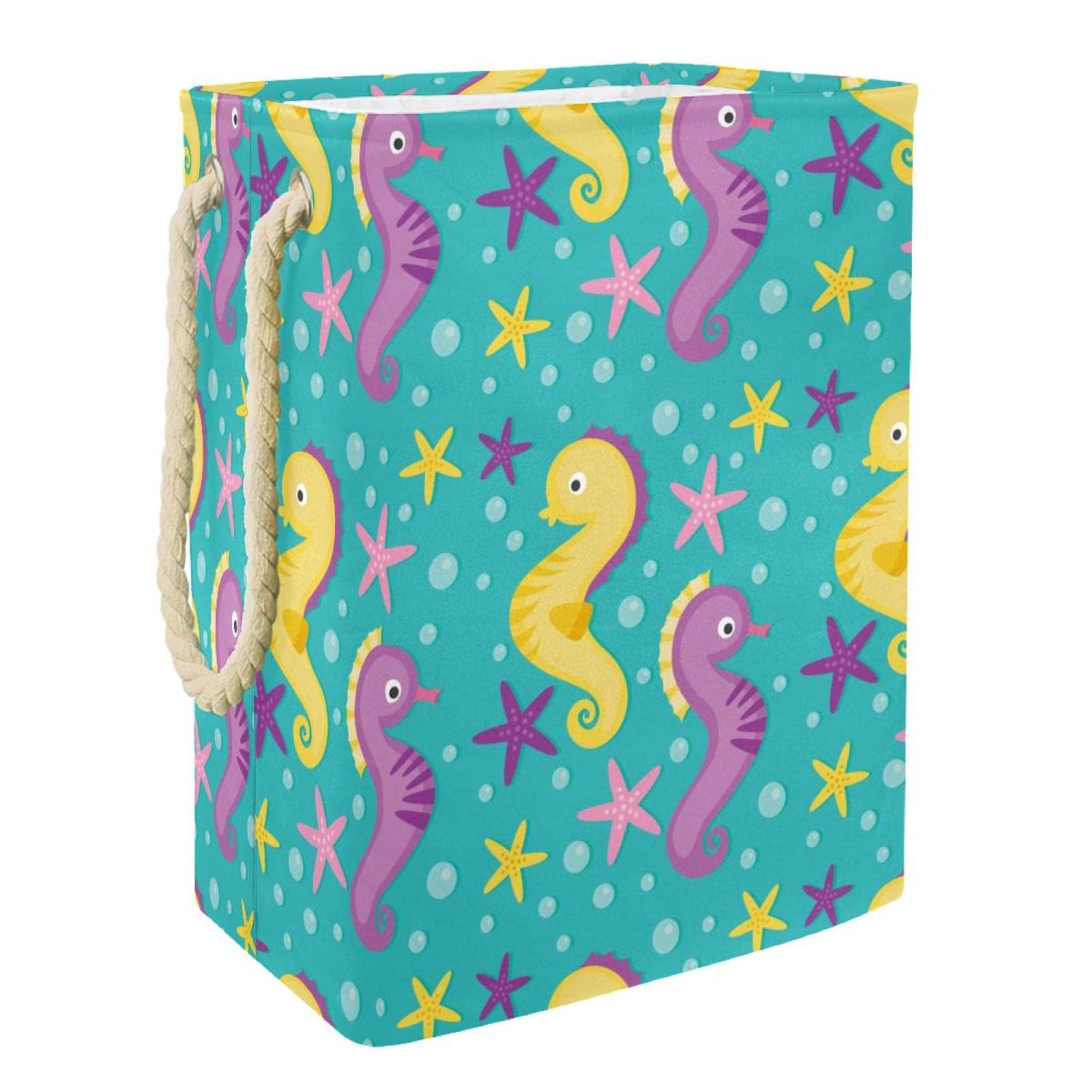 Panier à linge avec poignée durable jaune et violet pour vêtements sales