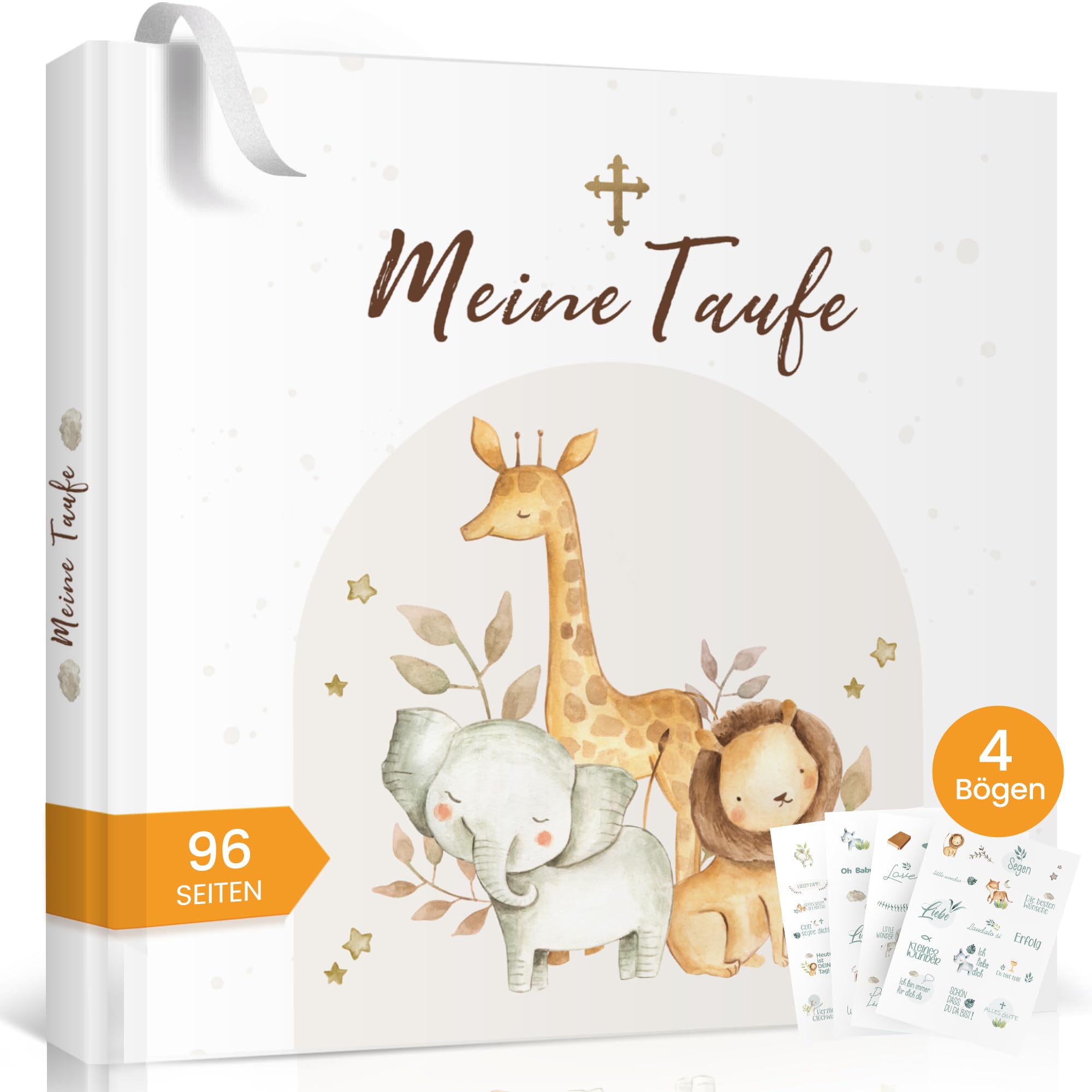 Legezon Meine Taufe – Gästebuch & Erinnerungsbuch zur Taufe mit Aufklebern | Taufgeschenk für Mädchen & Jungen, Patenkind | Taufalbum zum Ausfüllen für Glückwünsche & Fotos(Weiß)