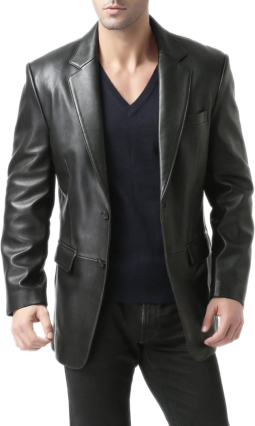 BGSD Men Richard Classic Leather Blazer Sport Coat Jacket (Also available in Big and Tall and Short)