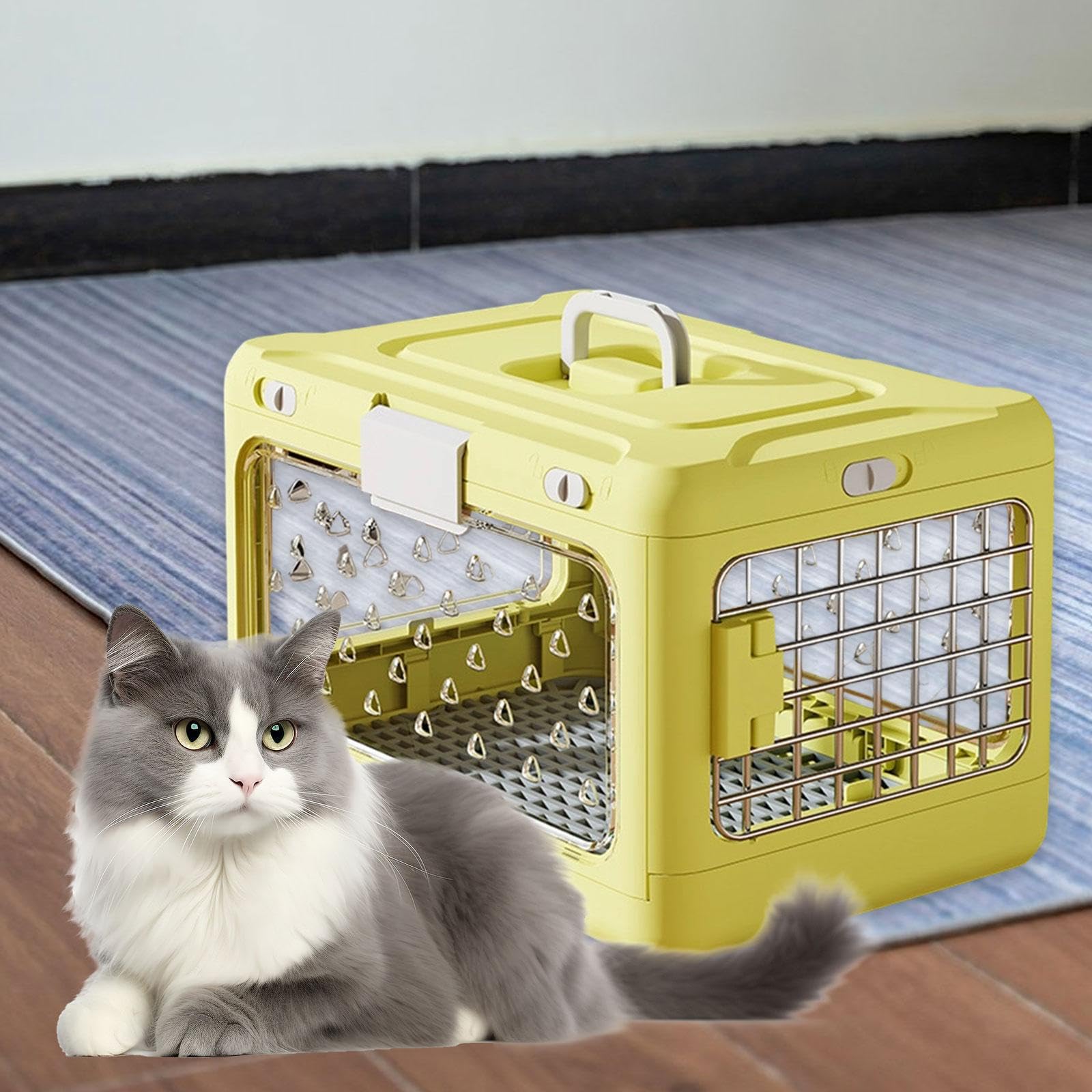 Transportín Plegable para Cachorros Y Gatos, Resistente, Transparente Y Portátil, para Mascotas, Conejos, Cachorros, Perros Pequeños Y Gatitos.
