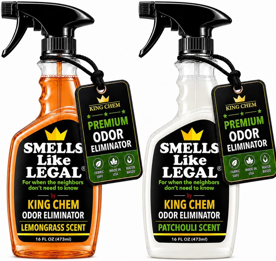 Smells Like Legal™ Patchouli & Lemongrass Odor Eliminator Spray – Powerful Commercial-Grade – Eliminates Smoke, Pet & Food Odors at source – Fabric-Safe, Non-Staining – Biodegradable Air – 16 oz
