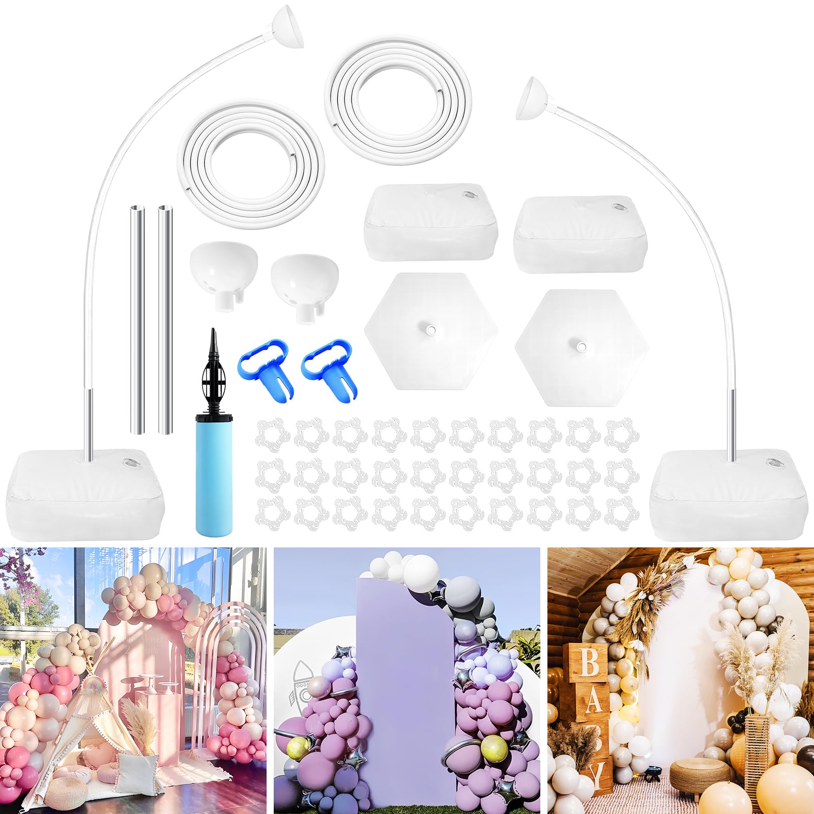Balloon Arch Kit Balloon Arch Stand with Base 8.2 Feet and 5 Feet Free Bending Shape Half Arch Balloon Stand Balloon Arch Frame for Birthday Baby Shower Wedding Graduation Party Decorations
