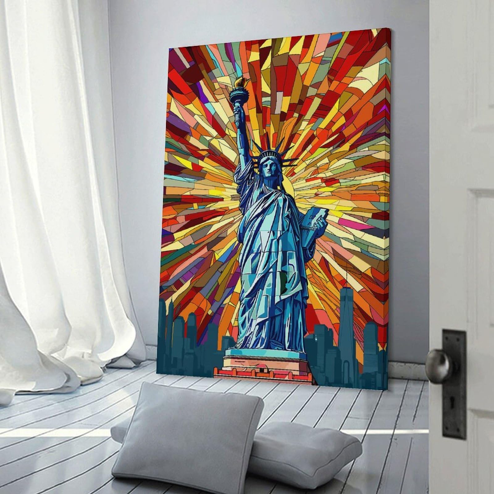 Junmoney Frame-Style Liberty Picasso Cubism Art Canvas Wall Art 24X36inch(60X90cm), For Workspace Walls, Study Corners Or Bedrooms, Wall Art That Adds Style To Work Areas
