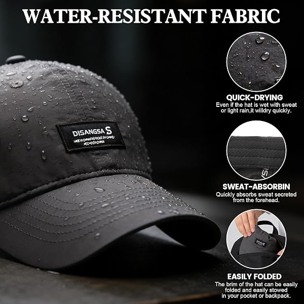 LCKEBT 2 Packs Gorras Verano Running Hombre Impermeable, Gorra de Béisbol Secado Rápido Protección Solar, Sombrero de Sol de Transpirable Ligeras Plegable para Senderismo Pesca Jungla - 3