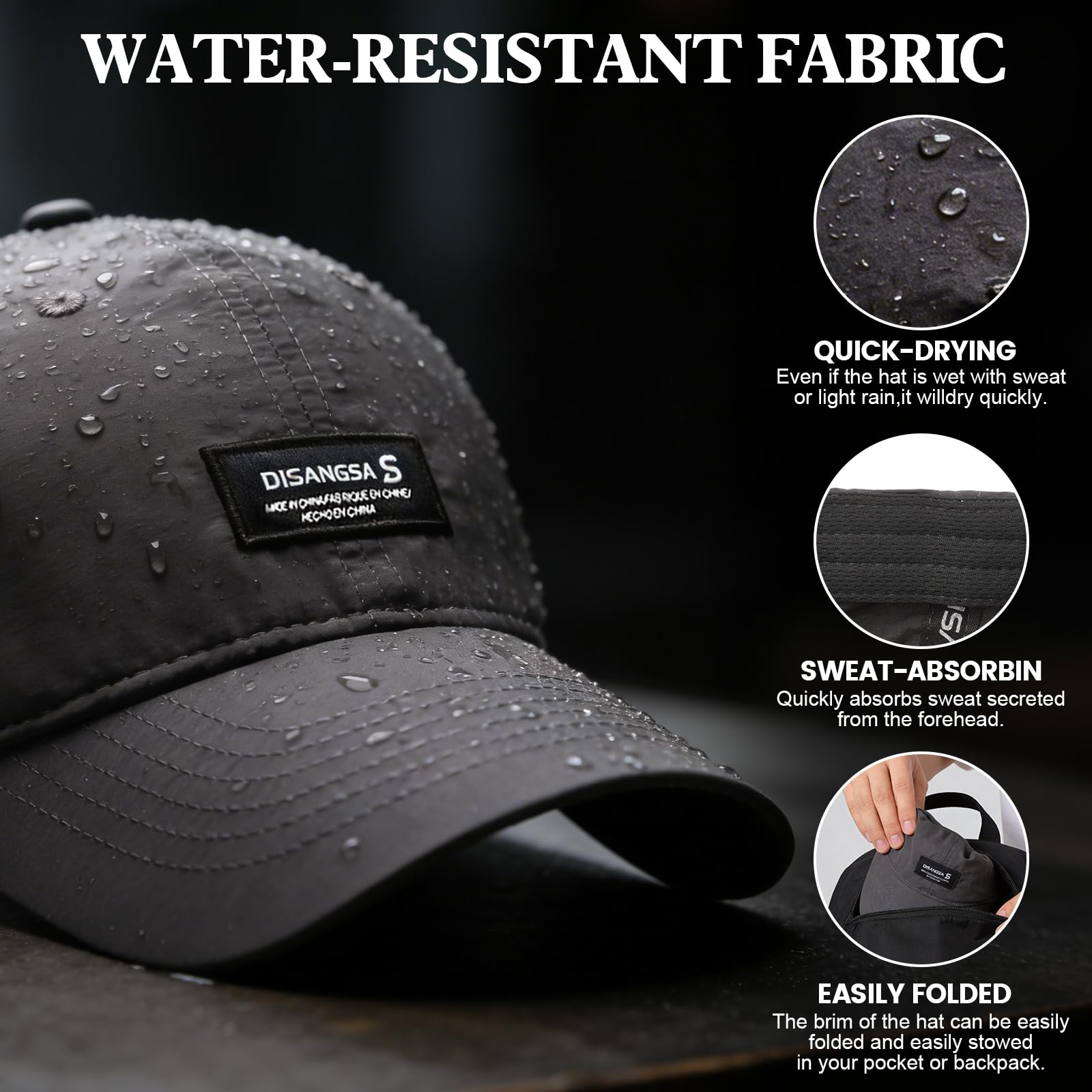 LCKEBT 2 Packs Gorras Verano Running Hombre Impermeable, Gorra de Béisbol Secado Rápido Protección Solar, Sombrero de Sol de Transpirable Ligeras Plegable para Senderismo Pesca Jungla — view 3