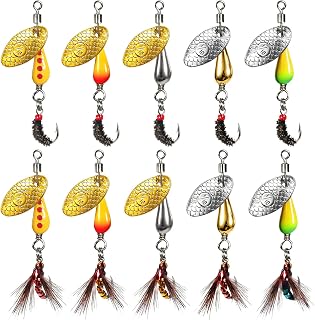 10Pcs Trout Spinner Fly Fishing Lures, Trout Lures w/Single Hook | Two Style Spinner Baits for Trout Bluegill Smallmouth Bass Panfish, Trout Baits for Lake River Stream, Hand-Tied Flies
