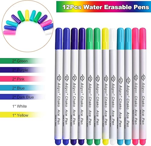 Miniatura 2 de Pilipane Bolígrafos de marcado de tela, tinta desaparecida que desaparece soluble en agua, marcador borrable por aire, rotulador para acolchar,