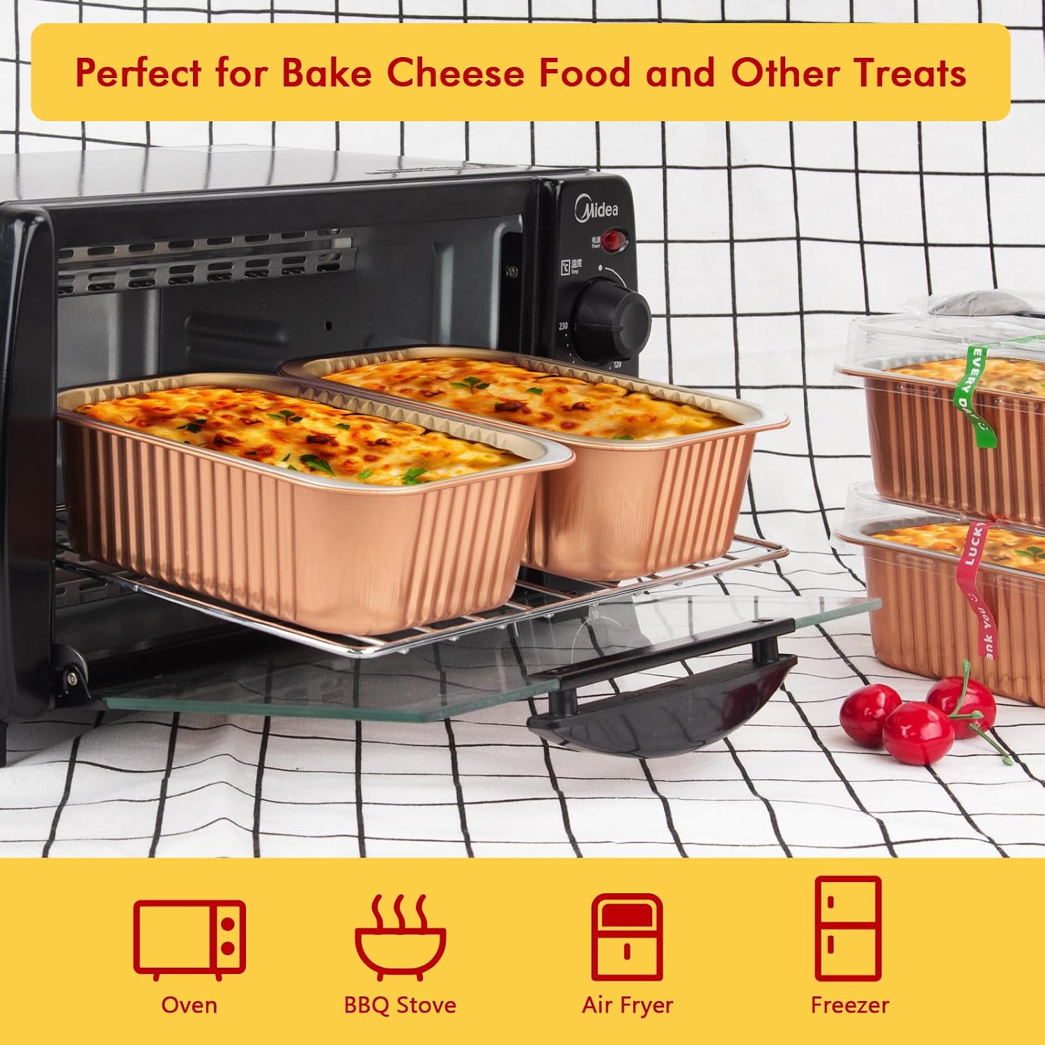 LNYZQUS 30oz Small Aluminum Foil Pans with Lids, Freezer to Oven Safe image 4