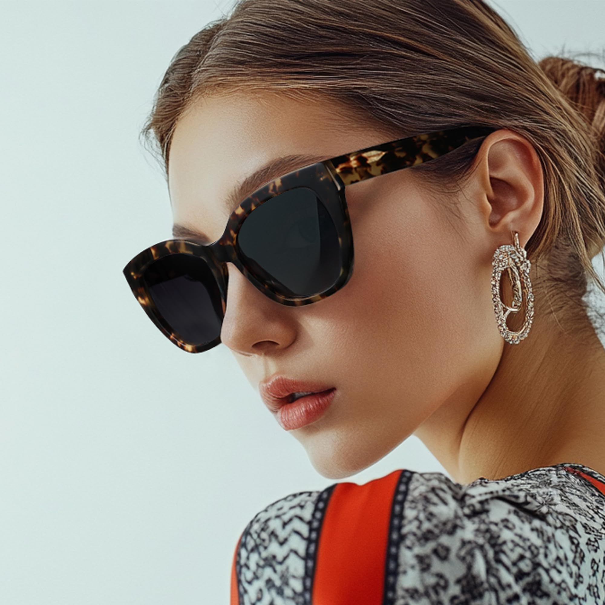 ZENOTTIC Occhiali da Sole Polarizzati Cat-Eye Donna : Oversize Protezione UV400 Quadrati Retrò