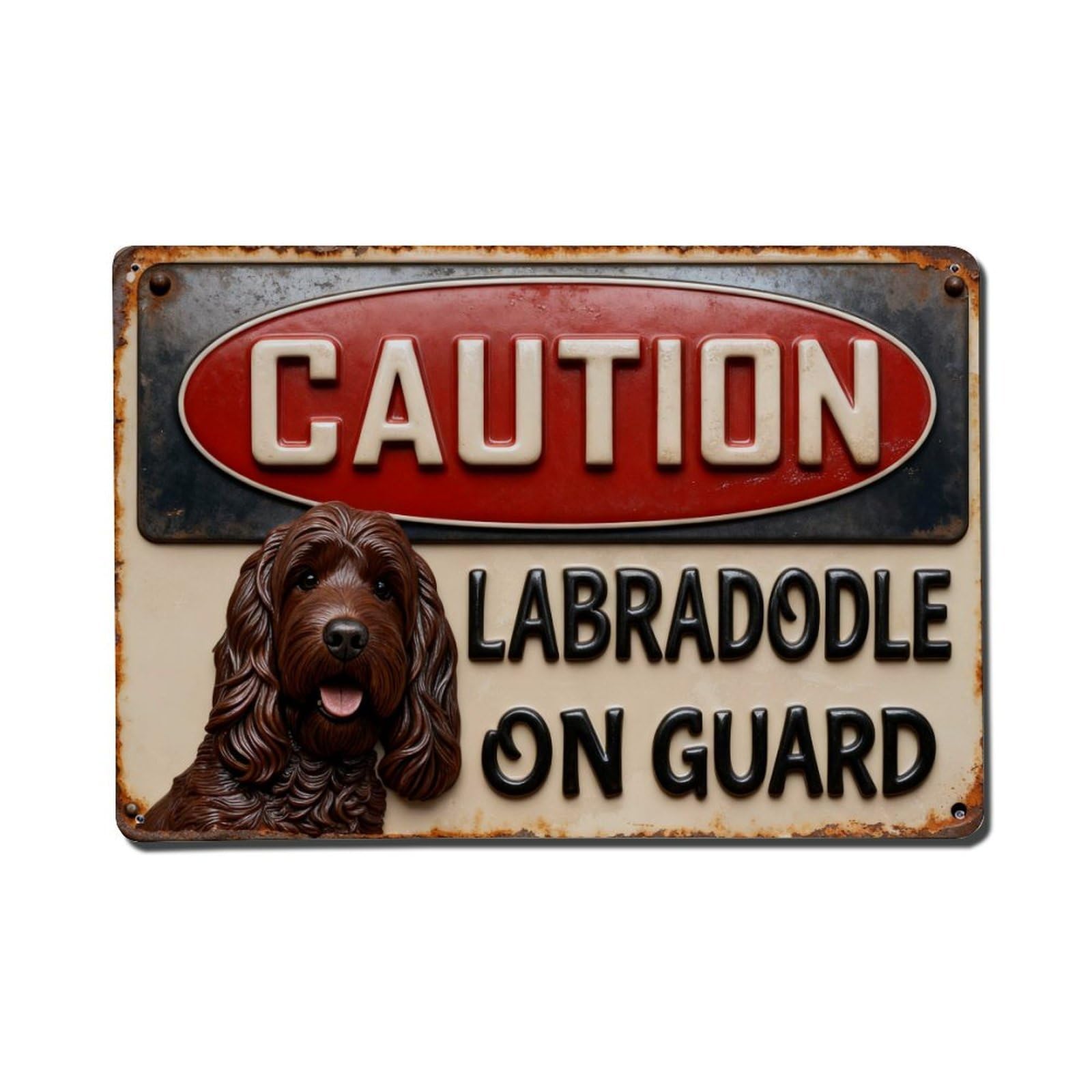 Warning Cockapoo On Duty Sign Vintage Metal Tin Sign Retro Wall Decor, Bar Garage Cafe Kitchen Home Wall Art Poster Decoration 8x12inches