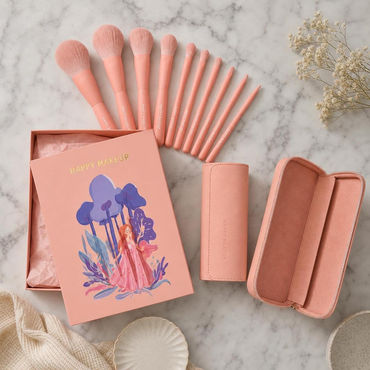Set di Pennelli per il Trucco, 9 Pezzi