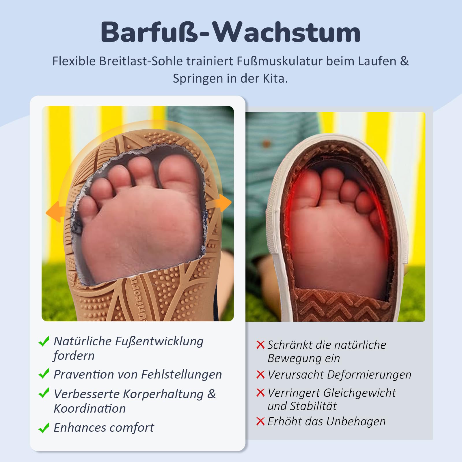 IceUnicorn Hausschuhe Kinder Barfussschuhe Jungen Mädchen Barfußschuhe Lauflernschuhe Hohe Kindergarten Atmungsaktiv