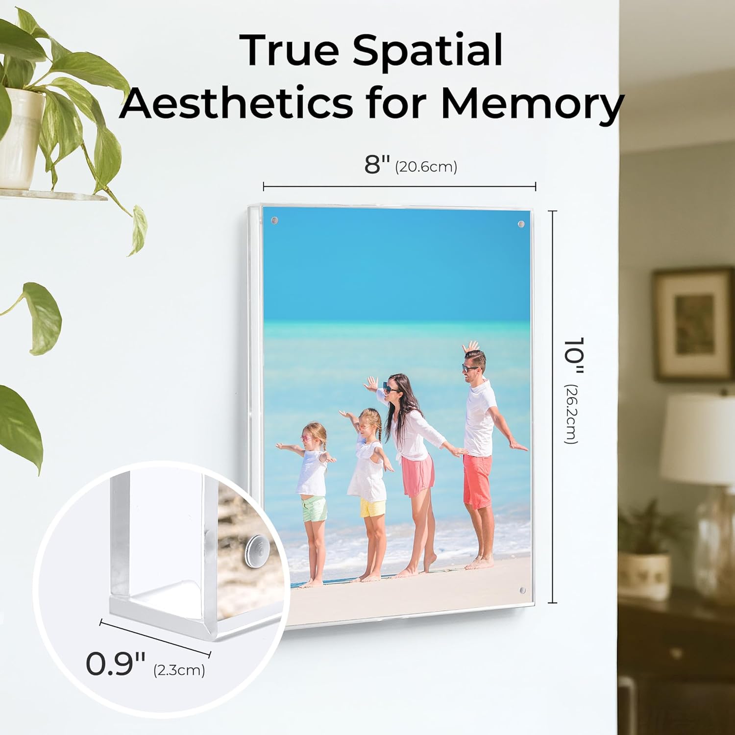 HOUSE DAY Acrylic Picture Frames 8x10, Lightweight Magnetic 8x10 Picture Frame for Wall and FreeStanding Desktop Display Clear 8 x 10 Photo Frame with Microfiber Cloth Nails 8x 10 Photo Frame for Gift (2 Pack) - Image 2