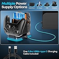 Vista 7 de Cargador de controlador Switch 2 y 1, base de carga 2 en 1 para Switch 2025/OLED/Joycons originales, estación de carga rápida con 9 modos RGB